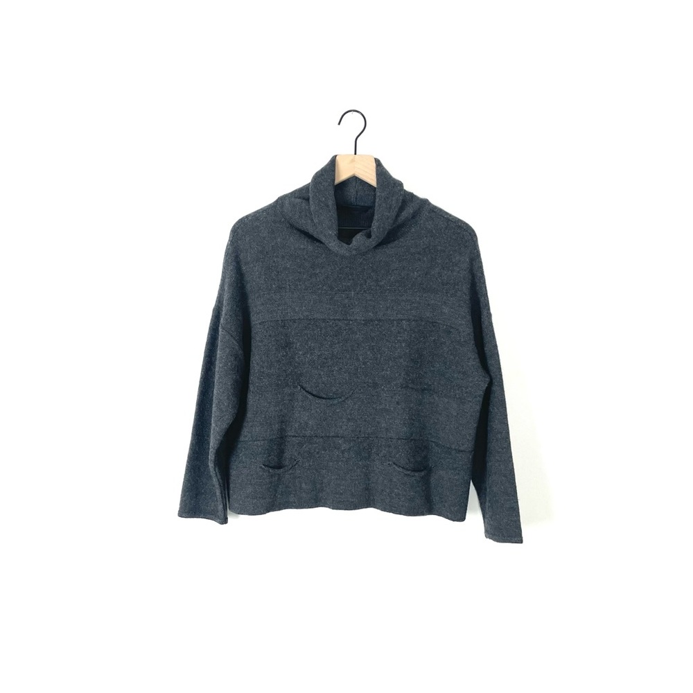 Merino-blend turtleneck sweater in charcoal gray size S